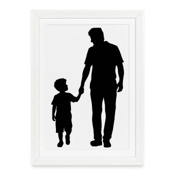 Silhouette familiale Chers enfants Parents Maman Papa - Affiche encadrée (27 × 37 cm) - blanc - Devant