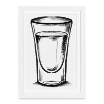 Verre Cassé - Illustration - Affiche encadrée (27 × 37 cm) - blanc - Devant