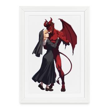 Devil and nun: Gothic romance - Framed poster (27 × 37 cm) - white - Front