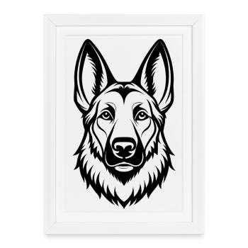 German Shepherd Head - Framed poster (27 × 37 cm) - white - Front