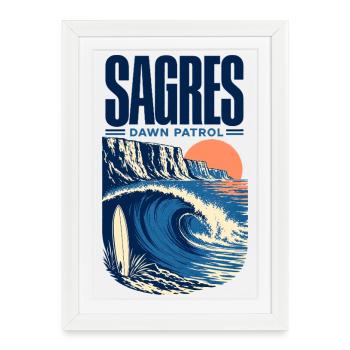 Patrouille de l’Aube de Sagres Surf Algarve Côte Atlantique - Affiche encadrée (27 × 37 cm) - blanc - Devant