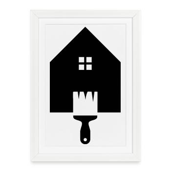 Logo du pinceau de la maison du peintre - Affiche encadrée (27 × 37 cm) - blanc - Devant