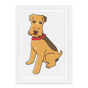 Airedale Terrier - Affiche encadrée (27 × 37 cm) - blanc - Devant