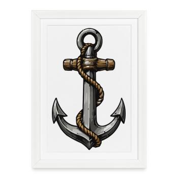 Anchor Rope Maritime Style - Framed poster (27 × 37 cm) - white - Front