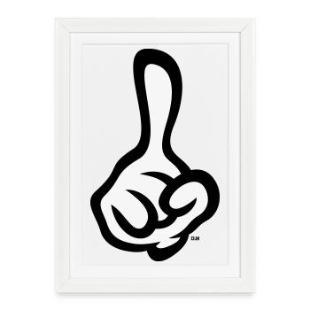 Index levé (doigt / main droite / 2C) - Affiche encadrée (27 × 37 cm) - blanc - Devant