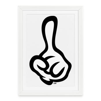 Index levé (doigt / main gauche / 2C) - Affiche encadrée (27 × 37 cm) - blanc - Devant