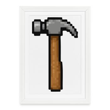 Outil rétro Pixelhammer - Affiche encadrée (27 × 37 cm) - blanc - Devant