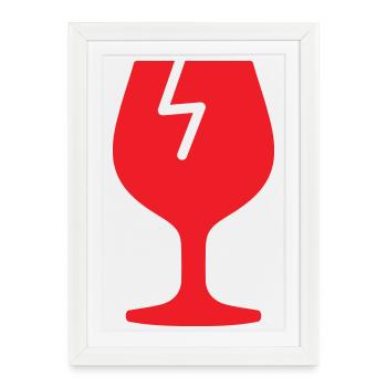 Fragile Glass Solid Icon Handle With Care Shipping - Framed poster (27 × 37 cm) - white - Front