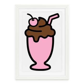 Icône de la glace milkshake - Affiche encadrée (27 × 37 cm) - blanc - Devant
