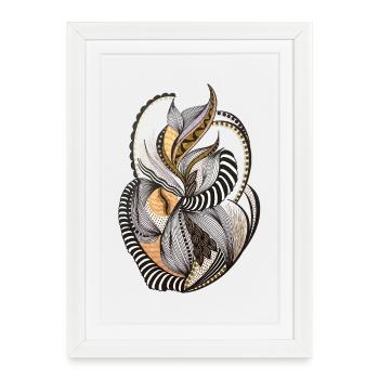 Organic leaf pattern in gold and black - Framed poster (27 × 37 cm) - white - Front