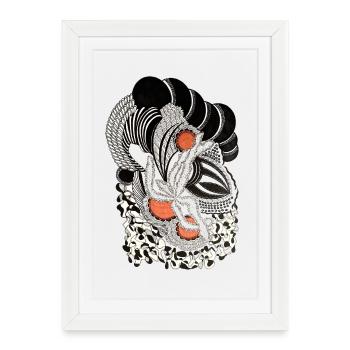 Ornamental Black & White Pattern - Framed poster (27 × 37 cm) - white - Front