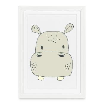 Playful hippo motif for children - Framed poster (27 × 37 cm) - white - Front