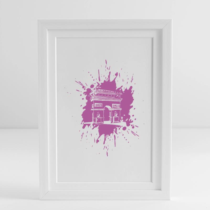 | de l’Arc de triomphe Arc de Triomphe Paris | Éclabousser Affiche encadrée (27 × 37 cm)