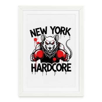 Combat de Bulldog urbain pour NY Hardcore - Affiche encadrée (27 × 37 cm) - blanc - Devant