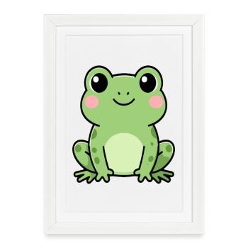 Frog Kawaii Toad Gift - Framed poster (27 × 37 cm) - white - Front