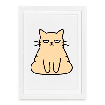 Chat du Salon Grognon - Affiche encadrée (27 × 37 cm) - blanc - Devant