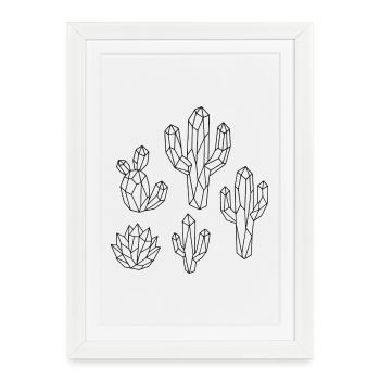 Cacti made of crystals for coloring - Framed poster (27 × 37 cm) - white - Front