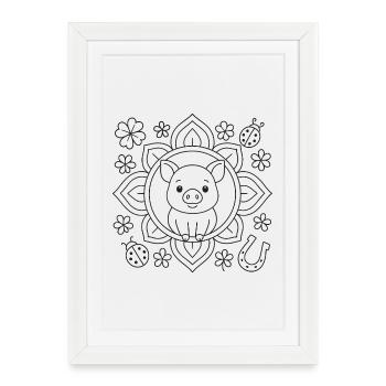 Lucky Mandala to color - Framed poster (27 × 37 cm) - white - Front