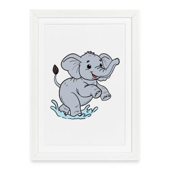 Éléphant - Affiche encadrée (27 × 37 cm) - blanc - Devant