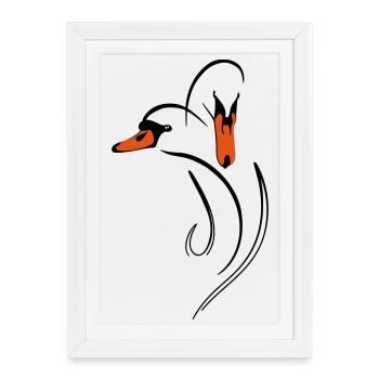Duo de cygnes amoureux - Affiche encadrée (27 × 37 cm) - blanc - Devant