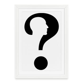 Point d’interrogation avec silhouette homme # - Affiche encadrée (27 × 37 cm) - blanc - Devant