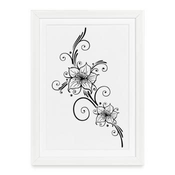 Lys avec un ornement floral en filigrane - Affiche encadrée (27 × 37 cm) - blanc - Devant