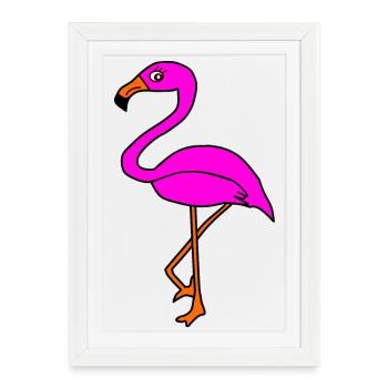 Flamants roses Oiseau Animaux Cadeau - Affiche encadrée (27 × 37 cm) - blanc - Devant