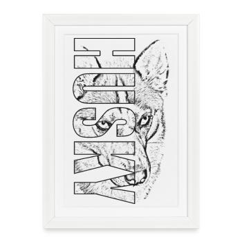 Le HUSKY dans Schrift &Image Tête de chien - Affiche encadrée (27 × 37 cm) - blanc - Devant