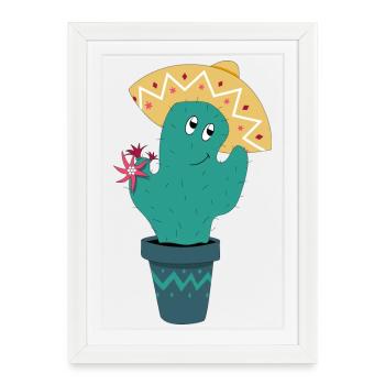 Cactus mexicain - Affiche encadrée (27 × 37 cm) - blanc - Devant