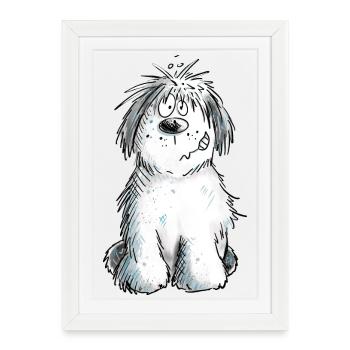 Sweet Bobtail I Bobtails I Vieux chien de berger anglais - Affiche encadrée (27 × 37 cm) - blanc - Devant