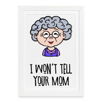 Vieille femme Grand-mère Lunettes Déclaration Grand-mère Petit-fils - Affiche encadrée (27 × 37 cm) - blanc - Devant