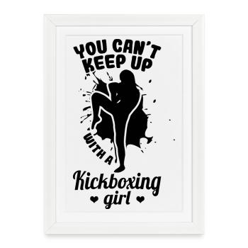 Female kickboxer - Framed poster (27 × 37 cm) - white - Front