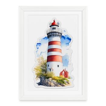 Phare - Affiche encadrée (27 × 37 cm) - blanc - Devant