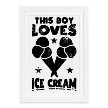 Garçon de crème glacée - Affiche encadrée (27 × 37 cm) - blanc - Devant