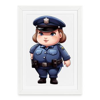 Fat policewoman - Framed poster (27 × 37 cm) - white - Front