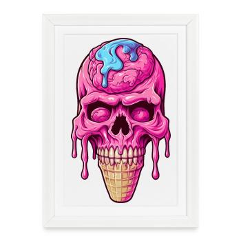 Skull Ice Cream Cone - Happy Halloween - Framed poster (27 × 37 cm) - white - Front