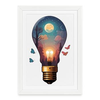 Ampoule au clair de lune - Affiche encadrée (27 × 37 cm) - blanc - Devant
