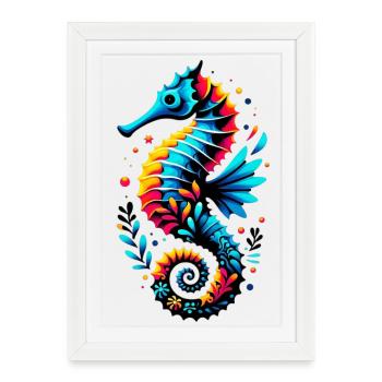 Hippocampe - Affiche encadrée (27 × 37 cm) - blanc - Devant
