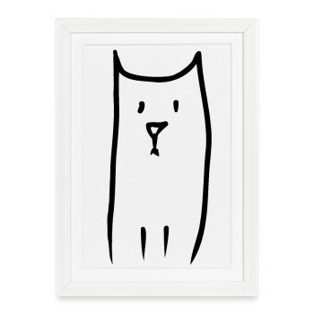 Chat idiot - hein ? - Affiche encadrée (27 × 37 cm) - blanc - Devant