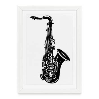 Saxophone Drawing - Framed poster (27 × 37 cm) - white - Front