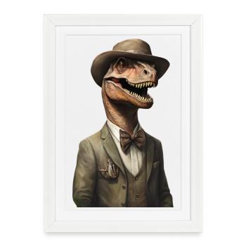 Dapper Dinosaur Portrait - Framed poster (27 × 37 cm) - white - Front