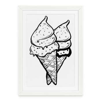 Cornets de crème glacée Dessin - Affiche encadrée (27 × 37 cm) - blanc - Devant