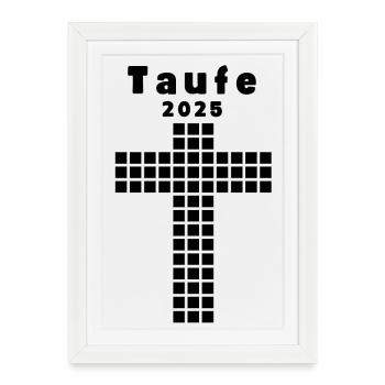Baptême 2025 Célébrer la Croix Bloc de Mosaïque Croix de Mosaïque - Affiche encadrée (27 × 37 cm) - blanc - Devant