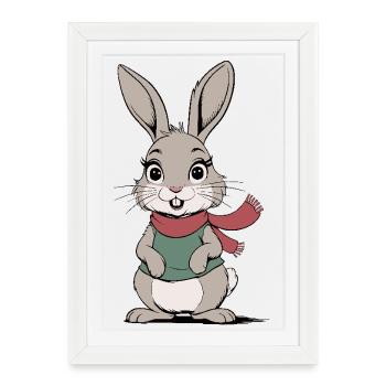 Lapin mignon - Affiche encadrée (27 × 37 cm) - blanc - Devant