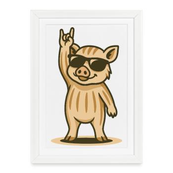 Rocker Sanglier - Affiche encadrée (27 × 37 cm) - blanc - Devant