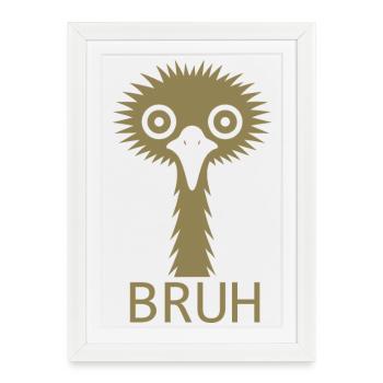 Design minimaliste fantaisiste de bouquet et d’émeu - Affiche encadrée (27 × 37 cm) - blanc - Devant