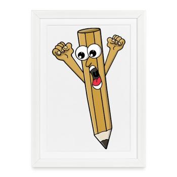 Crayon effrayé - Affiche encadrée (27 × 37 cm) - blanc - Devant