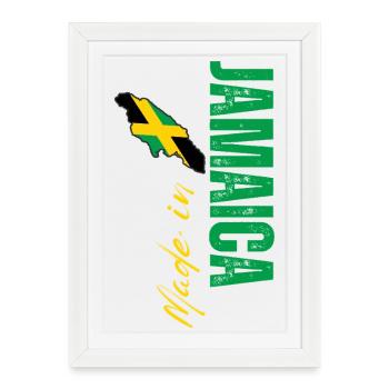 Fabriqué en Jamaïque, design vertical - Affiche encadrée (27 × 37 cm) - blanc - Devant