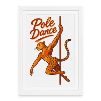 Pole dance Léopard Pole Dancer Cadeau - Affiche encadrée (27 × 37 cm) - blanc - Devant
