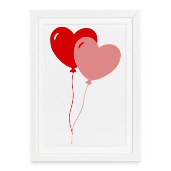 Ballons coeur - Affiche encadrée (27 × 37 cm) - blanc - Devant